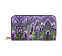 GaxfjRu Firefly and Lantern - Portafoglio da donna in finta pelle con cerniera in metallo, porta carte di credito per donne alla moda e organizzate, Fiori Floreali Lavanda Viola, Taglia unica,