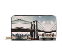 GaxfjRu Firefly and Lantern - Portafoglio da donna in finta pelle con cerniera in metallo, porta carte di credito per donne alla moda e organizzate, Ponte di Brooklyn S, Taglia unica, Classico