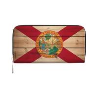 GaxfjRu Florida Flag Wood Grain Print Piccolo portafoglio in pelle per le donne, porta carte di credito da donna borsa tasca da donna
