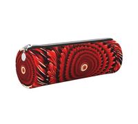 GaxfjRu Flower Vortex - Astuccio rotondo a spirale, in ecopelle, per penne, matite, pennarelli, piccoli oggetti con cerniera in metallo e pelle, Argento, Taglia unica, Porta carte