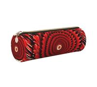 GaxfjRu Flower Vortex - Astuccio rotondo a spirale, in ecopelle, per penne, matite, pennarelli, piccoli oggetti con cerniera in metallo e pelle, Oro, Taglia unica, Porta carte