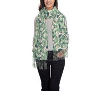 GaxfjRu Foglie di palma verde stampa rosa sciarpe di Natale per le donne, sciarpa da donna con stampa natalizia, nero, taglia unica