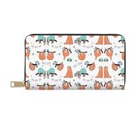 GaxfjRu Fun Cat Astronaut Portafoglio da donna in similpelle con cerniera in metallo, porta carte di credito per donne alla moda e organizzate, Simpatico bradipo musicale con simpatici animali, Taglia