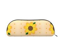 GaxfjRu Golden Sunflower Compact Portable Pen Case - Organizer semicircolare in pelle con cerniera elettrolitica - Astuccio per matite, Oro, Taglia unica, Arte
