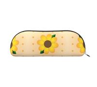 GaxfjRu Golden Sunflower Compact Portable Pen Case - Organizer semicircolare in pelle con cerniera elettrolitica - Astuccio per matite, Argento, Taglia unica, Arte