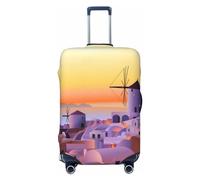 Gaxfjru Grecia Island Tramonto Paesaggio Stampa Bagagli Viaggio Copertura Valigie Copertura Protettiva Valigie Lavabile Copertura Bagagli Antigraffio, Nero , S