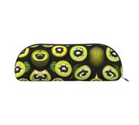 GaxfjRu Green kiwi - Astuccio compatto portatile per penne, organizer semicircolare in pelle, con cerniera elettrolitica, astuccio per matite
