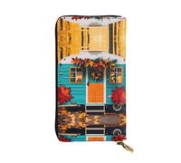 GaxfjRu Happy Fall Camper - Portafoglio da donna, compatto e sicuro, con scomparto con cerniera, piccolo, nero, Taglia unica, classico