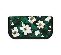 GaxfjRu Hunter, astuccio in tela con motivo floreale verde a pois, per picnic e uso quotidiano, astuccio per trucchi e matite