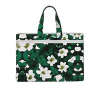 GaxfjRu Hunter - Borsa tote in tela con stampa floreale con petali verdi, borsa per computer portatile, borsa casual da lavoro per viaggi, ufficio, università
