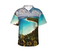 GaxfjRu Isola di Cuba Camicie hawaiane per uomo donna hawaiana estate manica corta casual vestibilità comoda abbottonatura, Nero , L