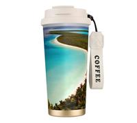 GaxfjRu Isola di Cuba - Tazza da caffè con coperchio, in acciaio inox, isolamento sottovuoto, per bevande calde e fredde, 590 ml