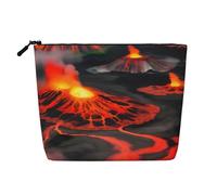 GaxfjRu Kilauea - Trousse da viaggio con stampa vulcani, borsa da toilette akeUp, con cerniera, organizer per trucchi da donna, nero, taglia unica, Nero , Taglia unica