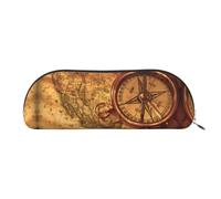GaxfjRu Law of the Compass Navigation - Astuccio compatto portatile per penne, organizer semicircolare in pelle con cerniera elettrolitica, astuccio per matite