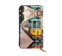 GaxfjRu lisbon tram pattern portafoglio da donna, compatto e sicuro porta carte di credito con scomparto con cerniera, portafoglio donna piccolo, nero, Taglia unica, classico