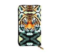 GaxfjRu Little Fat Tiger Head - Portafoglio da donna elegante e funzionale, design sottile con cerniera in metallo e similpelle, nero, Taglia unica, classico