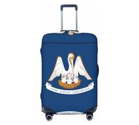 Gaxfjru Louisiana State Flag Print Travel Luggage Cover Protector Valigie Copertura Lavabile Baggage Covers Anti-Scratch, Nero , L