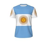 GaxfjRu Maglietta da uomo con bandiera argentina, ad asciugatura rapida, vestibilità asciutta, traspirante, maglietta atletica, a maniche corte, per allenamento, Nero , S