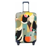 Gaxfjru Mid-Century - Copertura per bagagli da viaggio con stampa di gatti in stile moderno, lavabile, antigraffio, Nero , L