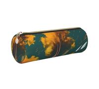 GaxfjRu National Parks Sunshine Trees - Astuccio rotondo in ecopelle per penne, matite, pennarelli, piccoli oggetti con cerniera in metallo e pelle, Oro, Taglia unica, Porta carte