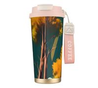 GaxfjRu National Parks Sunshine Trees - Tazza da caffè con coperchio, in acciaio inox, isolamento sottovuoto, per bevande calde e fredde