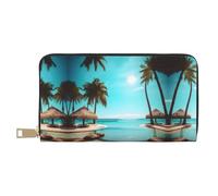 GaxfjRu Palm Trees and Clear Sea - Portafoglio da donna in similpelle con cerniera in metallo, porta carte di credito per donne alla moda e organizzate, Palme E Mare Chiaro, Taglia unica, classico
