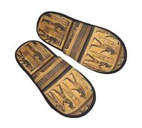 GaxfjRu Pantofole invernali in peluche con geroglifici egiziani, per uso interno, morbide e calde, pantofole per la casa per gli ospiti e comfort per la casa, unisex, nero, 36.5 EU