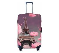 GaxfjRu Parigi Street Torre Eiffel rosa stampa floreale valigia Protector Travel bagagli copertura valigia lavabile copertura bagagli antigraffio, Nero , L