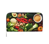 GaxfjRu Piccolo portafoglio in pelle con stampa di cibo sano per le donne, borsa da tasca da donna con porta carte di credito