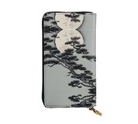 GaxfjRu Pine tree under the moon Portafoglio funzionale da donna - Design sottile e minimalista, in finta pelle con cerniera in metallo, nero, Taglia unica, classico
