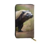 GaxfjRu Portafoglio da donna carino Honey Badger elegante e funzionale - in similpelle con cerniera in metallo, portafoglio da donna piccolo, nero, Taglia unica, classico