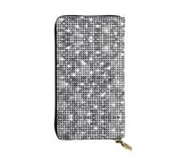 GaxfjRu Portafoglio da donna elegante e funzionale con paillettes argentate, design sottile a due ante con finta pelle e cerniera in metallo, nero, Taglia unica, classico