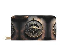 GaxfjRu Portafoglio da donna in pelle con bussola con rune norrene, design magico, organizer di grande capacità con porta assegni, portafoglio bifold da donna, bianco, Taglia unica, classico