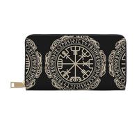 GaxfjRu Portafoglio da donna in pelle con bussola con rune norrene, design magico, organizer di grande capacità con porta assegni, portafoglio bifold da donna, bianco, Taglia unica, classico