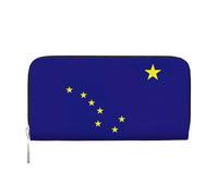 GaxfjRu Portafoglio da donna in pelle con stampa bandiera dell'Alaska, porta carte di credito da donna