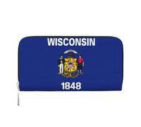 GaxfjRu Portafoglio da donna in pelle con stampa bandiera dello stato del Wisconsin, piccolo portafoglio da donna con porta carte di credito