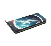 GaxfjRu Portafoglio da donna in pelle con stampa di pianeta spaziale e terra, piccolo portafoglio da donna con porta carte di credito