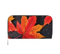 GaxfjRu Portafoglio da donna in pelle con stampa foglie rosse autunnali piccole per donne, porta carte di credito da donna