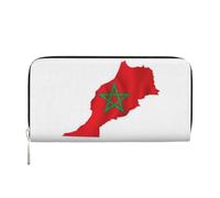 GaxfjRu Portafoglio da donna in pelle con stampa mappa della bandiera del Marocco, piccolo portafoglio da donna con porta carte di credito