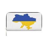 GaxfjRu Portafoglio da donna in pelle con stampa mappa della bandiera dell'Ucraina, piccolo portafoglio da donna con porta carte di credito