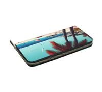 GaxfjRu Portafoglio da donna in pelle con stampa paesaggi sulla spiaggia, porta carte di credito da donna