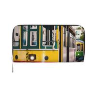 GaxfjRu Portafoglio da donna in pelle con stampa tram Lisbona per donne, porta carte di credito da donna
