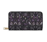 GaxfjRu Portafoglio da donna in pelle viola nero gotico spettrale alla moda, organizer di grande capacità con supporto per libretto degli assegni, portafoglio bifold da donna, bianco, Taglia unica,