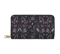 GaxfjRu Portafoglio da donna in pelle viola nero gotico spettrale alla moda, organizer di grande capacità con supporto per libretto degli assegni, portafoglio bifold da donna, bianco, Taglia unica,