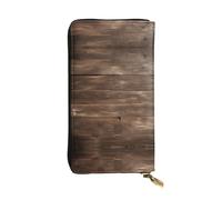 GaxfjRu Portafoglio da donna rustico in legno di fienile, elegante e funzionale, in finta pelle con cerniera in metallo, portafoglio da donna piccolo, nero, Taglia unica, classico