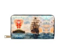 GaxfjRu Portafoglio in pelle da donna alla moda con barca a vela nautica,Organizzatore di grande capacità con supporto per libretto degli assegni,Portafoglio bifold da donna, bianco, Taglia unica,