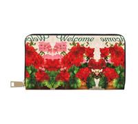 GaxfjRu Portafoglio in pelle da donna alla moda con gerani rossi,Organizzatore di grande capacità con il supporto del libretto degli assegni,Donne del portafoglio bifold, bianco, Taglia unica,