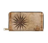 GaxfjRu Portafoglio in pelle da donna alla moda con mappa della bussola, organizer di grande capacità con supporto per libretto degli assegni, portafoglio bifold da donna, bianco, Taglia unica,