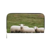 GaxfjRu Portafoglio lungo da uomo con stampa agnelli e pecore, stile vintage, in pelle, con porta carte di credito