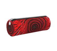 GaxfjRu Red Flower Vortex - Astuccio rotondo a spirale, in ecopelle, per penne, matite, pennarelli, piccoli oggetti con cerniera in metallo e pelle, Argento, Taglia unica, Porta carte